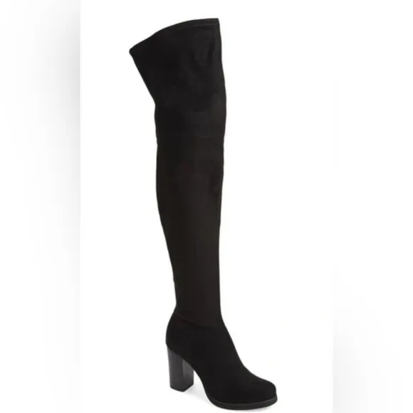 Calvin Klein Bisma Suede Over the Knee Chunky Heeled Boots