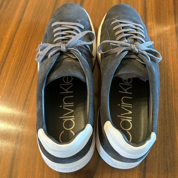 Calvin Klein Charcoal Calf Suede Leather Fuega Sneakers