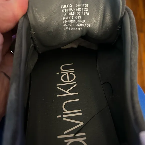 Calvin Klein Charcoal Calf Suede Leather Fuega Sneakers