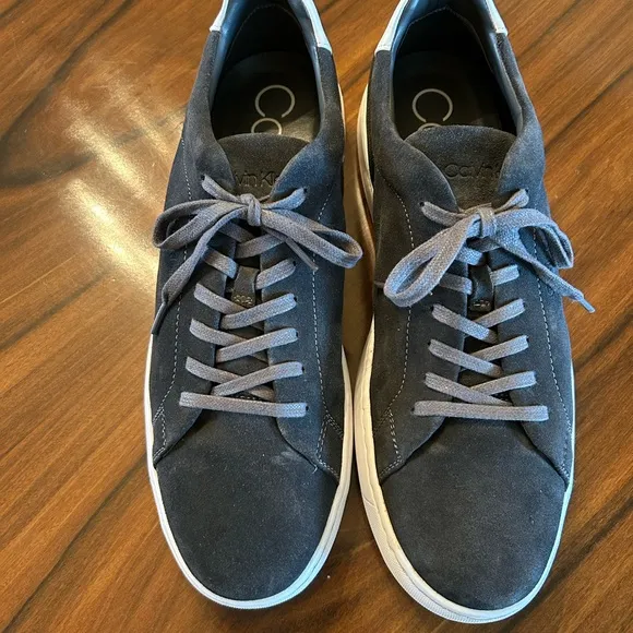 Calvin Klein Charcoal Calf Suede Leather Fuega Sneakers