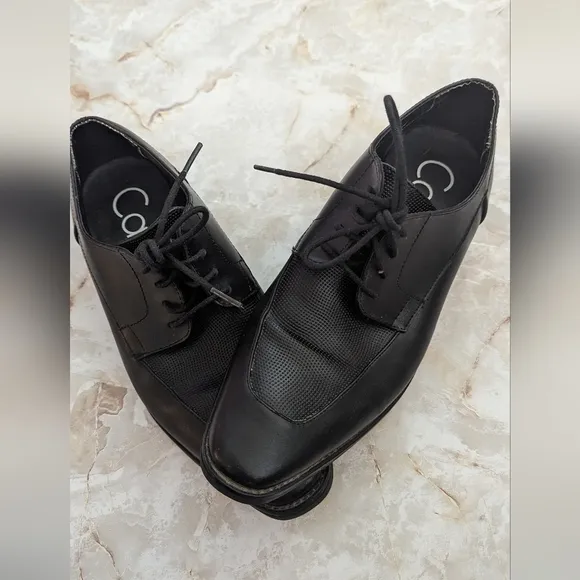 Calvin Klein Man's  RAMBERT Leather Oxfords  Black  Shoes Size 7M