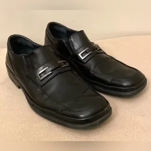 Calvin Klein Vallen Black Leather Smooth Slip On Dress Shoes Size 10M