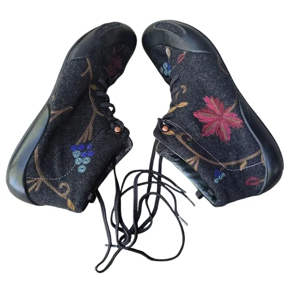 CAMPER Twins Gray Floral Wool Ankle Boot Shoes, Size EU 38