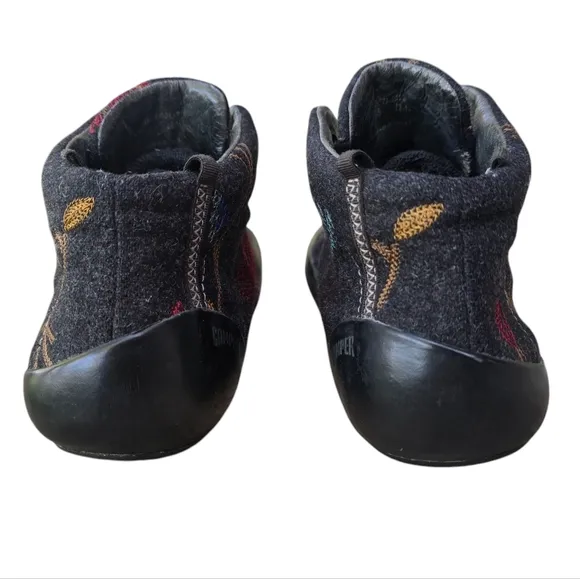 CAMPER Twins Gray Floral Wool Ankle Boot Shoes, Size EU 38