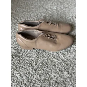 Capezio Tele Tone Tap Dance Shoes Leather Lace Up Beige Women's