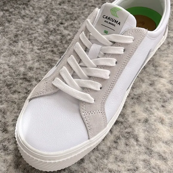 Cariuma Men’s CATIBA Low Off White Leather &amp; Ice Suede Sneaker