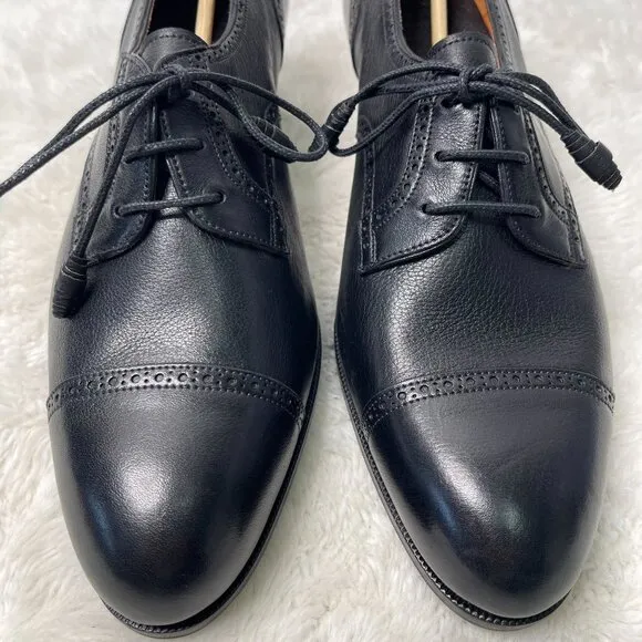 Carmina Women's Black Derby Madison Lace Up Heeled Almond Toe Shoes Size 7