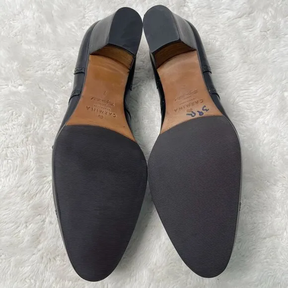 Carmina Women's Black Derby Madison Lace Up Heeled Almond Toe Shoes Size 7