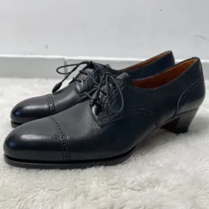 Carmina Women's Black Derby Madison Lace Up Heeled Almond Toe Shoes Size 7
