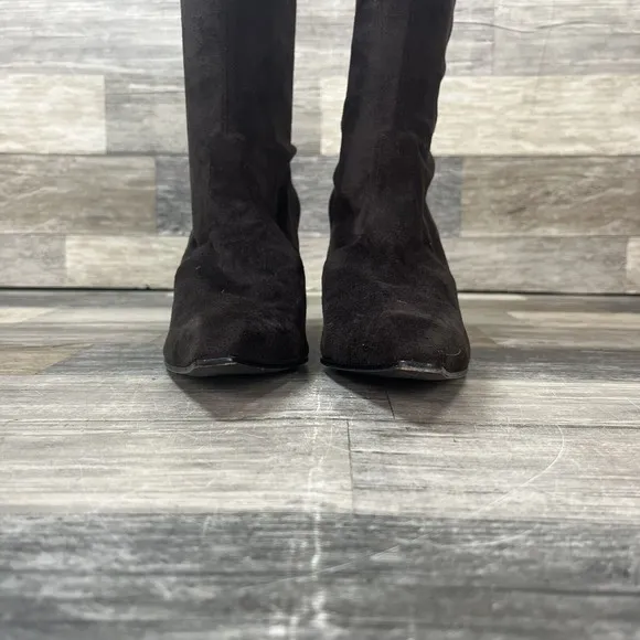 Casadei Vero Cuoio Knee High Heel Boots Size 7.5 Brown Suede Made in Italy EUC