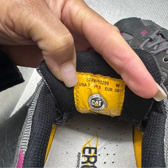 CAT Gray and Pink Steel Toe Shoes