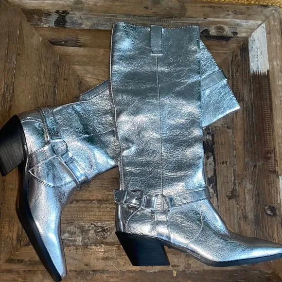 Caverly milly silver leather boots