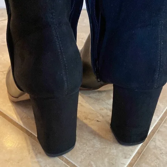 CECELIA black leather and suede size 6 boots