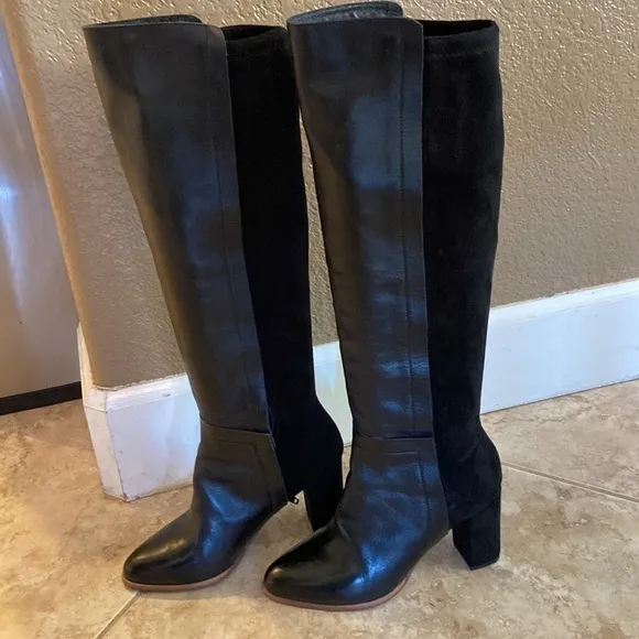 CECELIA black leather and suede size 6 boots