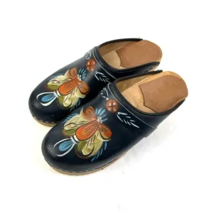 Ceder Classic Swedish Clog 37 Butterfly Wood Leather Slip On Shoes Womens