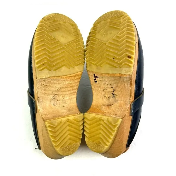 Ceder Classic Swedish Clog 37 Butterfly Wood Leather Slip On Shoes Womens
