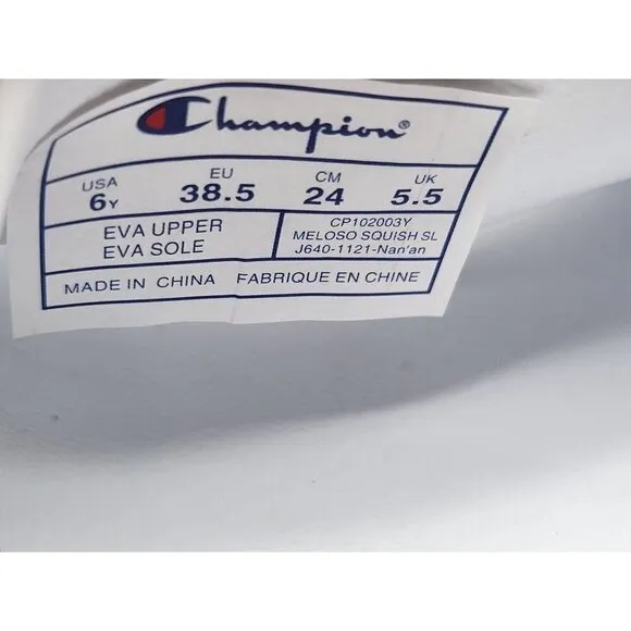 Champion Youth Meloso Squish White Slides Shoes Size 6Y