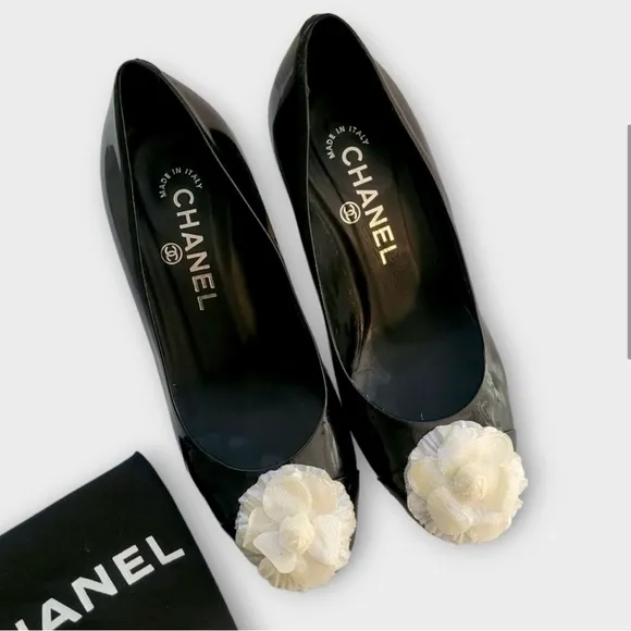 Chanel Black Women's Shoes with Floral Accent