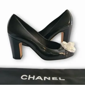 Chanel Black Women's Shoes with Floral Accent
