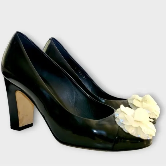 Chanel Black Women's Shoes with Floral Accent