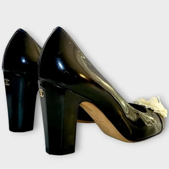 Chanel Black Women's Shoes with Floral Accent