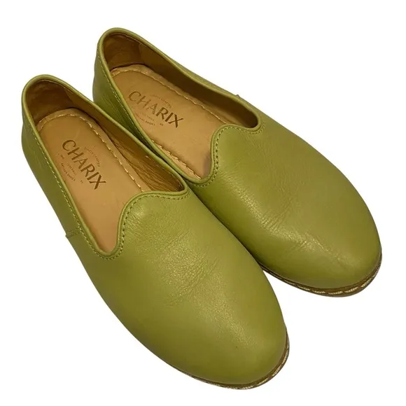 Charix Pistachio Slip On Genuine Leather Artisan Shoes Women Sz 37