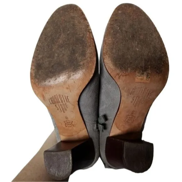 Charlotte Stone Cleo Grey Suede Ankle Booties Size 8