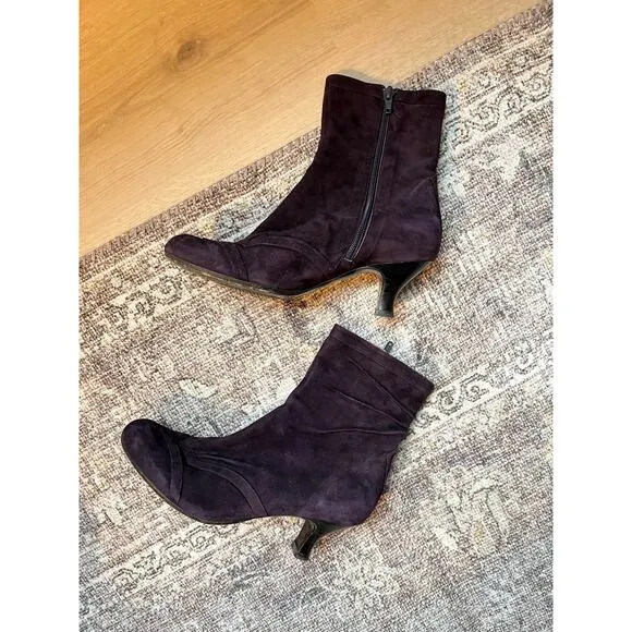Chie Mihara Buttery Soft Purple Suede Leather Heeled Ankle Boots EU 38 US 8