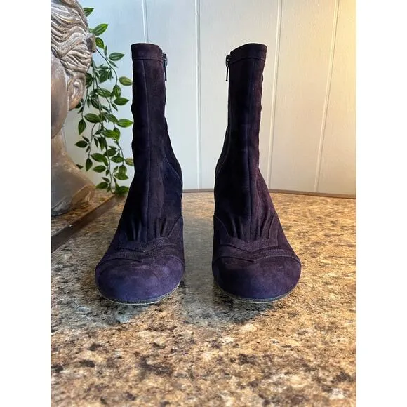Chie Mihara Buttery Soft Purple Suede Leather Heeled Ankle Boots EU 38 US 8