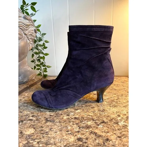 Chie Mihara Buttery Soft Purple Suede Leather Heeled Ankle Boots EU 38 US 8