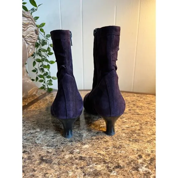 Chie Mihara Buttery Soft Purple Suede Leather Heeled Ankle Boots EU 38 US 8
