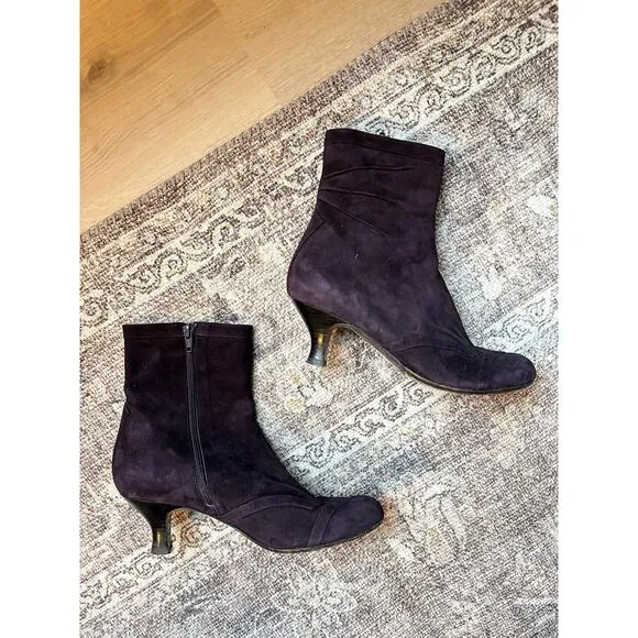 Chie Mihara Buttery Soft Purple Suede Leather Heeled Ankle Boots EU 38 US 8