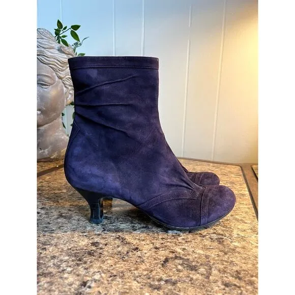 Chie Mihara Buttery Soft Purple Suede Leather Heeled Ankle Boots EU 38 US 8