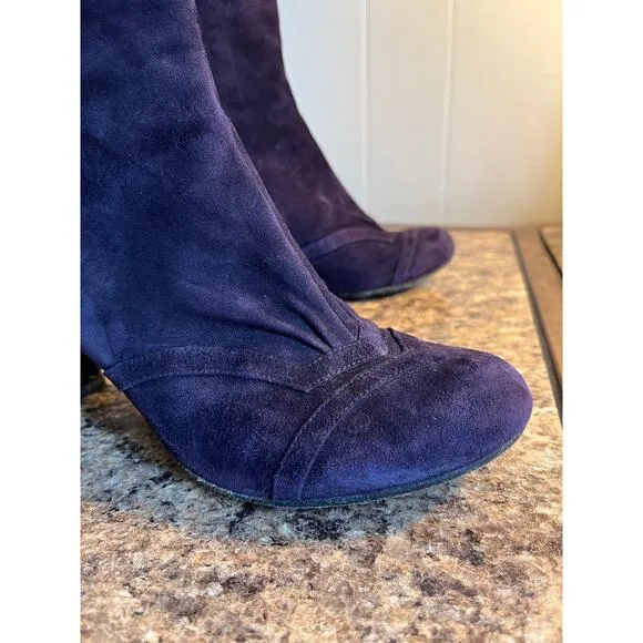 Chie Mihara Buttery Soft Purple Suede Leather Heeled Ankle Boots EU 38 US 8