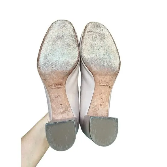 CHLOE Beige Leather Scalloped Block Heel Pumps Made Italy USA Size 8, MSRP:$550