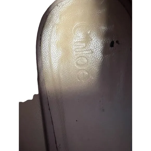 CHLOE Beige Leather Scalloped Block Heel Pumps Made Italy USA Size 8, MSRP:$550