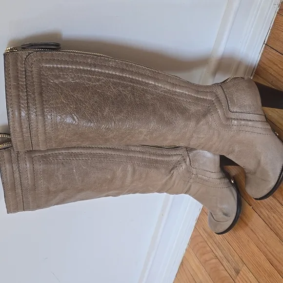 Chloe Gray Leather Knee-High Boots
