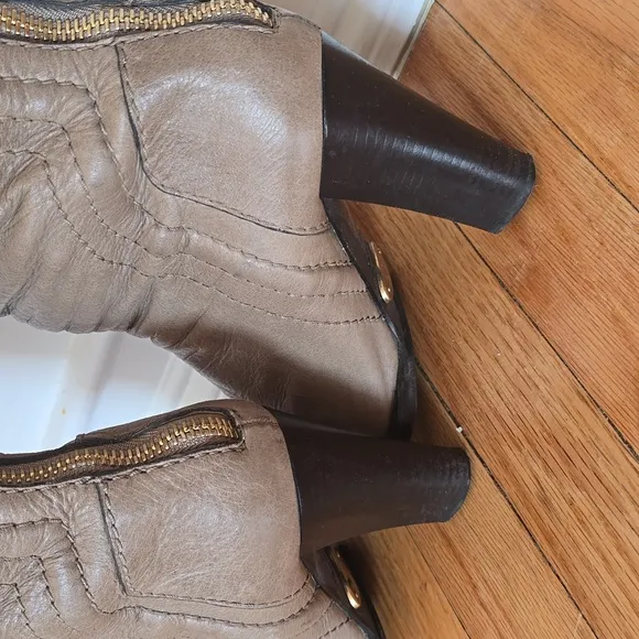Chloe Gray Leather Knee-High Boots