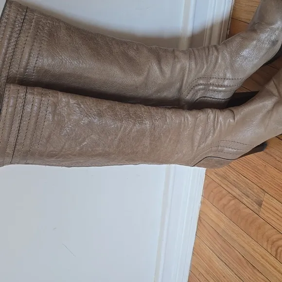 Chloe Gray Leather Knee-High Boots