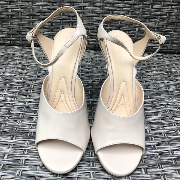 Chloe Peep Toe Gold Heel Ankle Strap Leather Sandals Size 39EU NEW