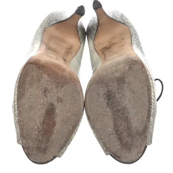 Chrissie Morris Rare Lizard Leather Cutout Heels Sz 38.5 / US 8.5 $1,100 Retail