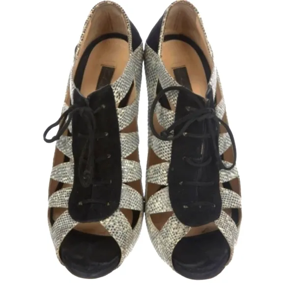 Chrissie Morris Rare Lizard Leather Cutout Heels Sz 38.5 / US 8.5 $1,100 Retail