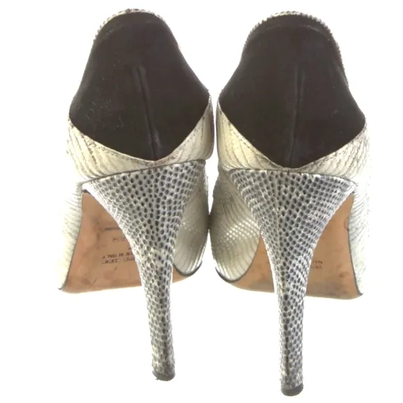 Chrissie Morris Rare Lizard Leather Cutout Heels Sz 38.5 / US 8.5 $1,100 Retail