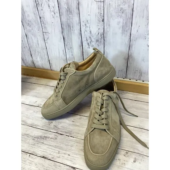 Christian Louboutin Grey Suede Low Top Sneakers Size 46