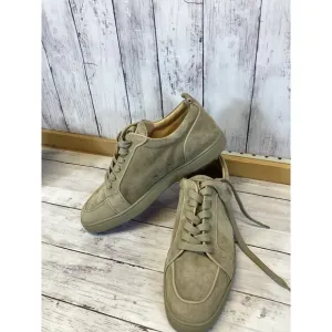 Christian Louboutin Grey Suede Low Top Sneakers Size 46