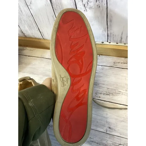 Christian Louboutin Grey Suede Low Top Sneakers Size 46