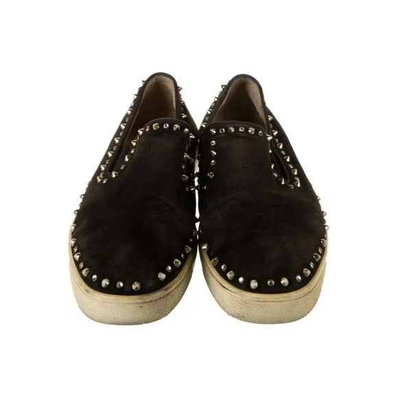 Christian Louboutin Slip Ons Black Suede With Studs Size 42 US About9 For Men