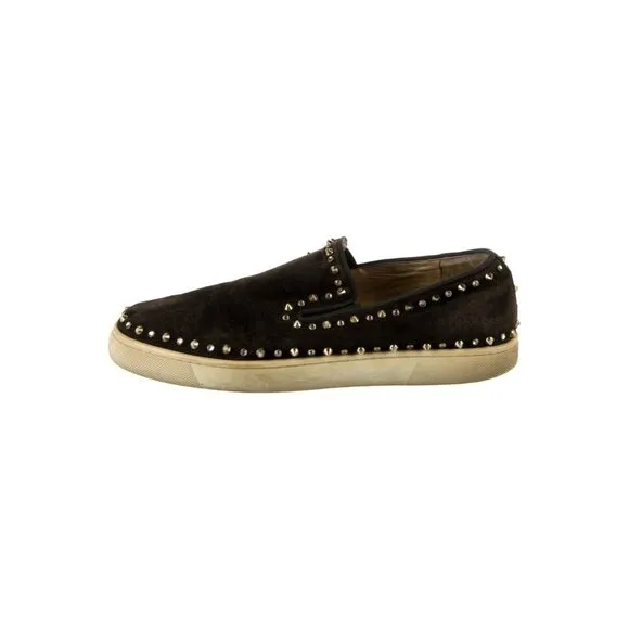 Christian Louboutin Slip Ons Black Suede With Studs Size 42 US About9 For Men
