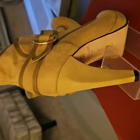 CHRISTIN MICHAELS CAMEL KID SUEDE/CAMEL PATENT LEATHER