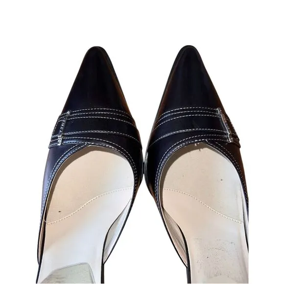 Circa Joan &amp; David Black Calf Mahler W/Ankle Strap Pointed Toe Women’s Sz 10 NWB